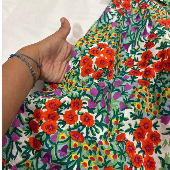 Banjanan Womens Large Audrey Ruffle Sleeve Poppy Floral Mini Dress Colorful - Picture 8 of 13